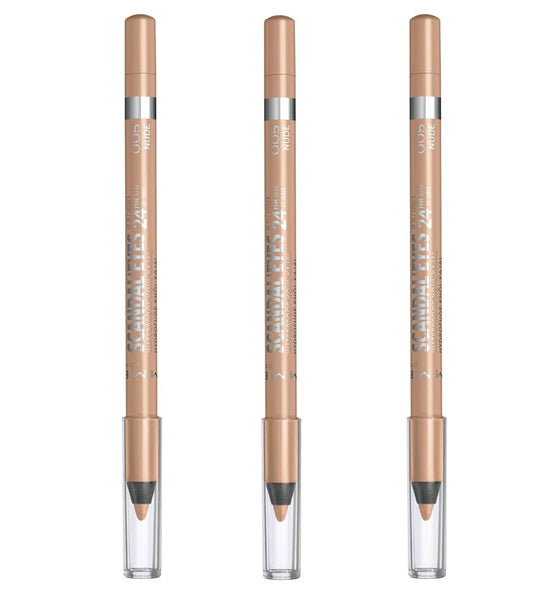 Pack of 3 Rimmel ScandalEyes 24 HR Wear Waterproof Gel Pencil, Nude 005