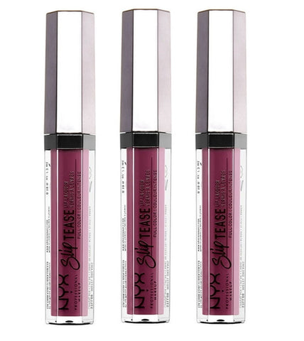 Pack of 3 NYX Slip Tease Full Color Lip Lacquer, Strawberry Whip STLL06