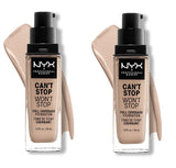 Pack of 2 NYX Can't Stop Won't Stop Full Coverage Foundation, Porcelain CSWSF03