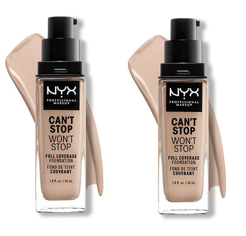 Pack of 2 NYX Can't Stop Won't Stop Full Coverage Foundation, Porcelain CSWSF03