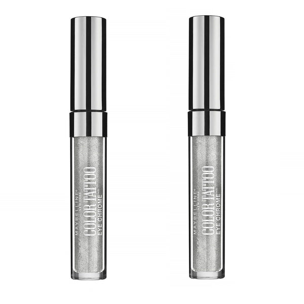 Pack of 2 Maybelline New York Color Tattoo Eye Chrome Eyeshadow, Silver Spark 580