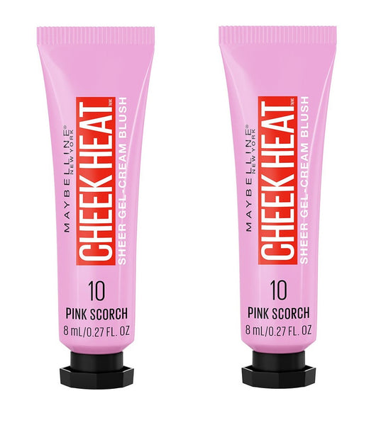 Pack of 2 Maybelline New York Cheek Heat Sheer Gel-Cream Blush, Pink Scorch 10