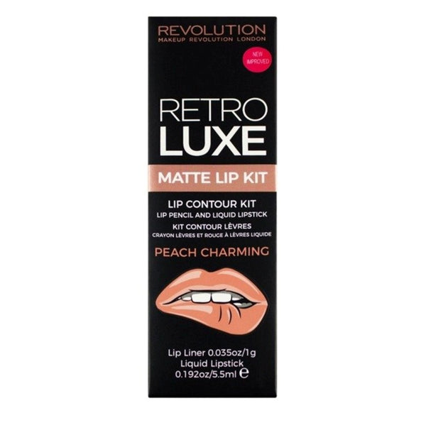 Revolution Retro Luxe Matte Lip Kit, Peach Charming