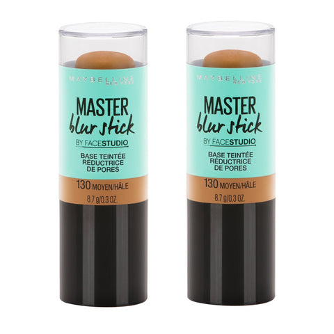 Pack of 2 Maybelline Master Blur Stick Pore Minimizing Tinted Primer, Medium/Tan 130