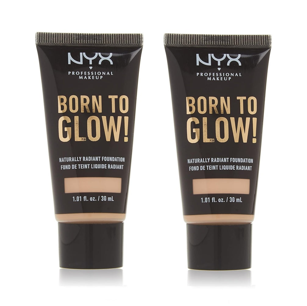 Pack of 2 NYX Born to Sale Glow! Radiant Vanilla Foundation, Naturally BTGR Beauty – On