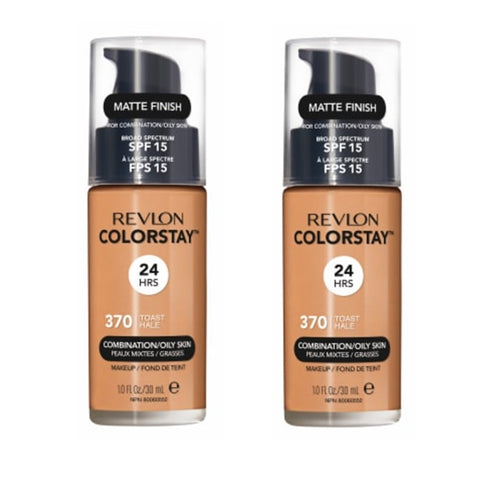 Pack of 2 Revlon Colorstay Combination/Oily Makeup, Matte Finish, Toast 370