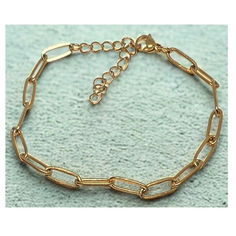 Thai gold-plated Mini Paperclip Bracelet 8.5 in 925 Silver + Titanium, Top Coat: Real 9k/10k Gold Scraps Hypoallergenic, Non-Tarnish