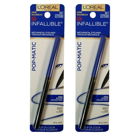 Pack of 2 L'Oreal Paris Infallible Pop-Matic Mechanical Eyeliner, Extreme Blue #517