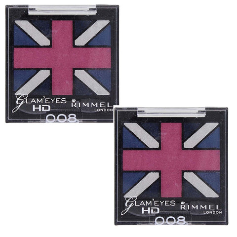 Pack of 2 Rimmel London Glam Eyes HD Quad Eye Shadow, True Union Jack 008