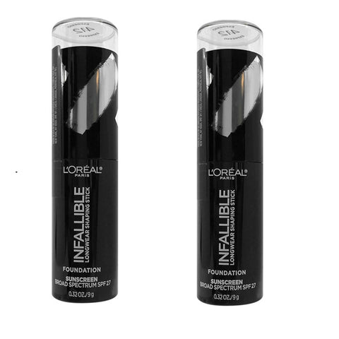 Pack of 2 L'Oreal Paris Infallible Longwear Shaping Stick Foundation, Espresso 412