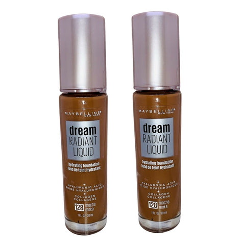 Pack of 2 Maybelline New York Dream Radiant Liquid Hydrating Foundation, Mocha # 128