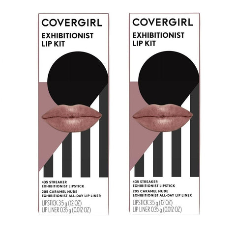 Pack of 2 CoverGirl Exhibitionist Lip Kit, 435 Streaker / 205 Caramel Nude