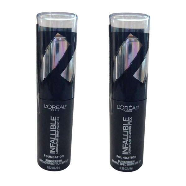 Pack of 2 L'Oreal Paris Infallible Longwear Shaping Stick Foundation, Warm Beige # 406