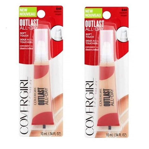 Pack of 2 CoverGirl Outlast All-Day Soft Touch Concealer, Medium # 840