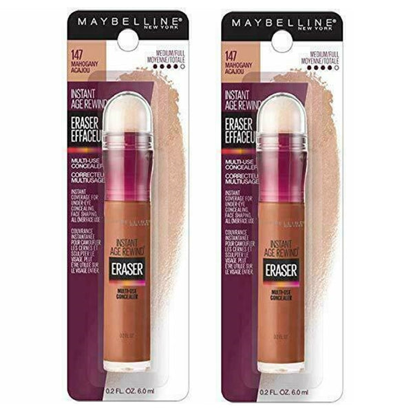 Pack of 2 Maybelline New York Instant Age Rewind Instant Eraser Multi-Use Concealer, Mahogany # 147
