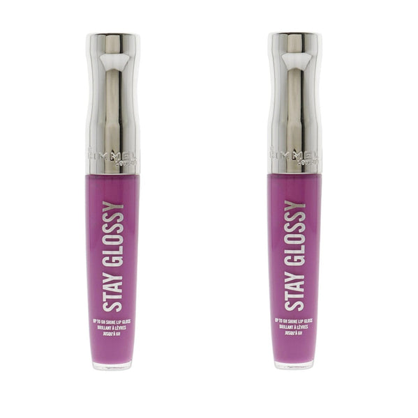 Pack of 2 Rimmel Stay Glossy 6HR Lip Gloss, Purple Parlour # 155
