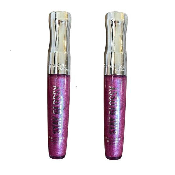 Pack of 2 Rimmel Stay Glossy 6HR Lip Gloss, Grapevine Groove # 185