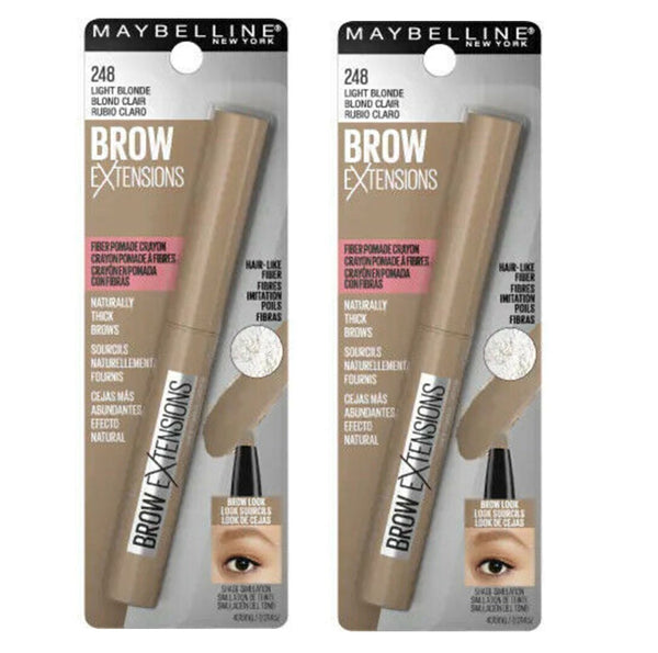 Pack of 2 Maybelline New York Brow Extensions Fiber Pomade Crayon Eyebrow Makeup, Light Blonde # 248