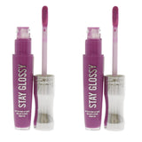 Pack of 2 Rimmel Stay Glossy 6HR Lip Gloss, Purple Parlour # 155