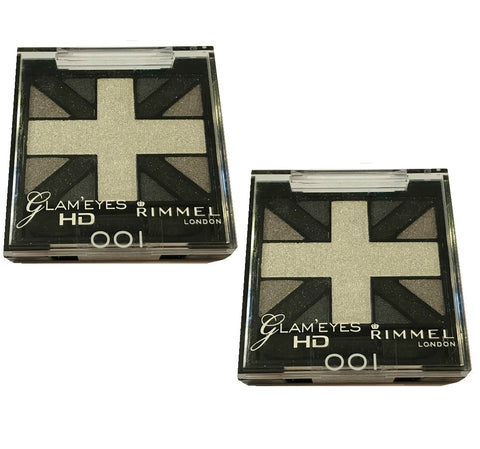 Pack of 2 Rimmel London Glam Eyes HD Quad Eye Shadow, Black Cab 001